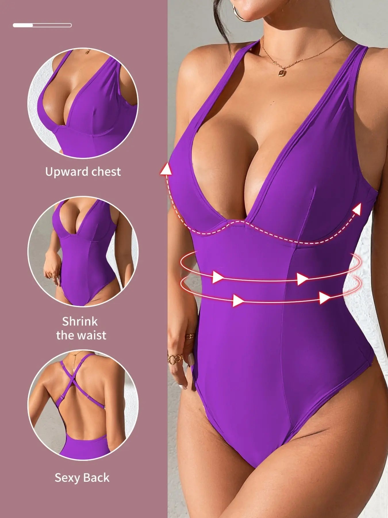 SELUNİA Women'S Solid Color Open-Bust Sexy Shapewear Bodysuit, Tummy-Control Butt-Lifting High-Waisted Shaper, Compression Underwear for Daily Wear
