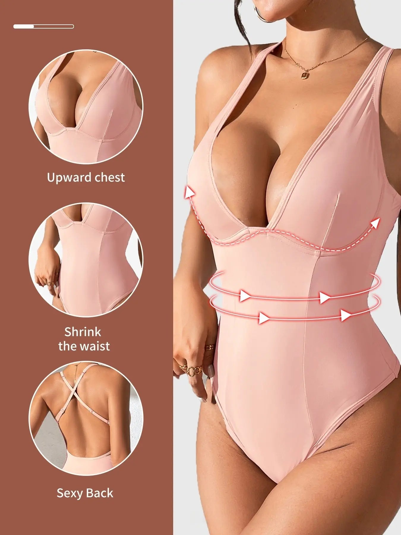 SELUNİA Women'S Solid Color Open-Bust Sexy Shapewear Bodysuit, Tummy-Control Butt-Lifting High-Waisted Shaper, Compression Underwear for Daily Wear