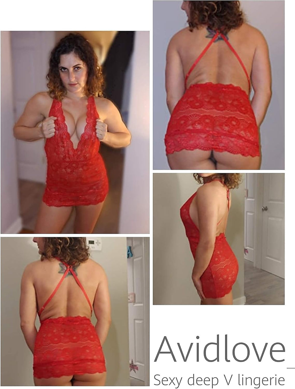 SELUNİA for Women Sexy Lace Lingerie Dress Bodycon Teddy Chemise
