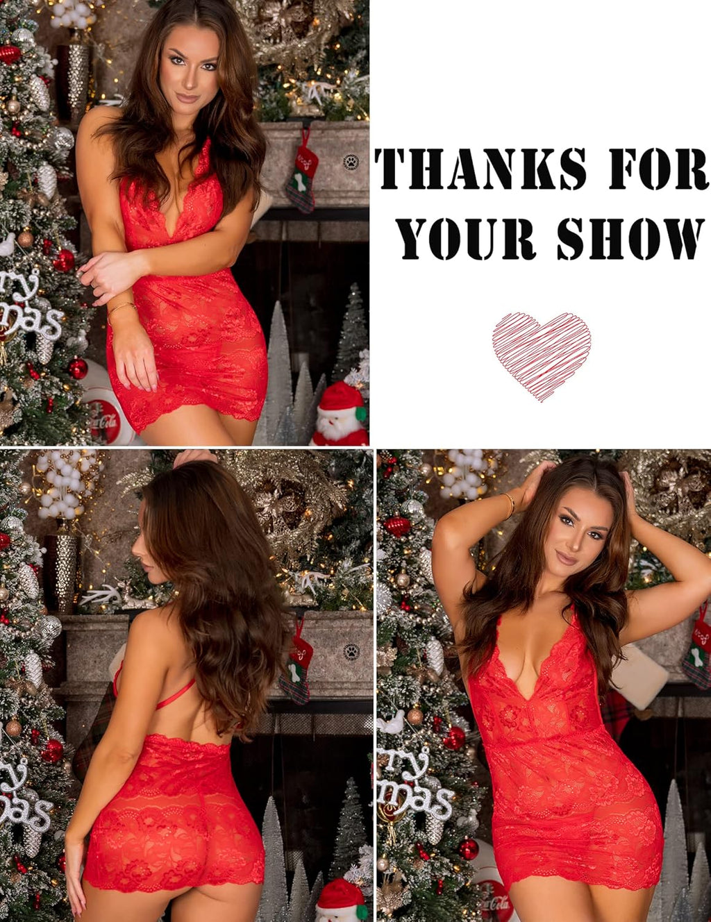 SELUNİA for Women Sexy Lace Lingerie Dress Bodycon Teddy Chemise